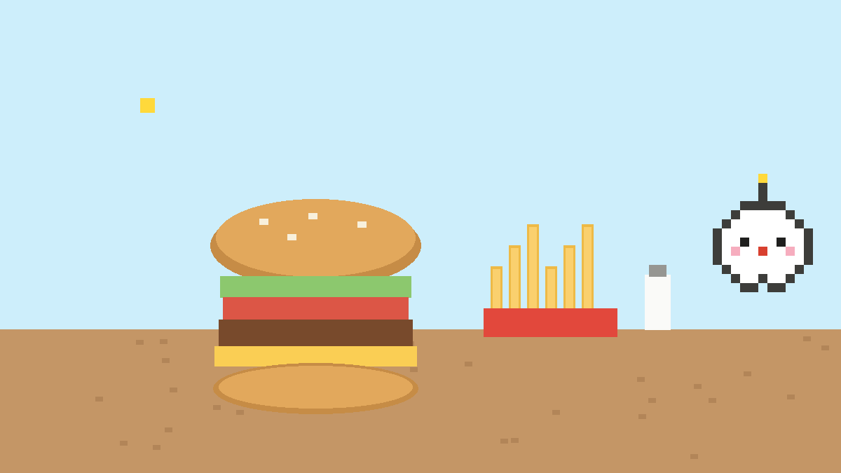 ハンバーガーとポテトのイメージイラスト